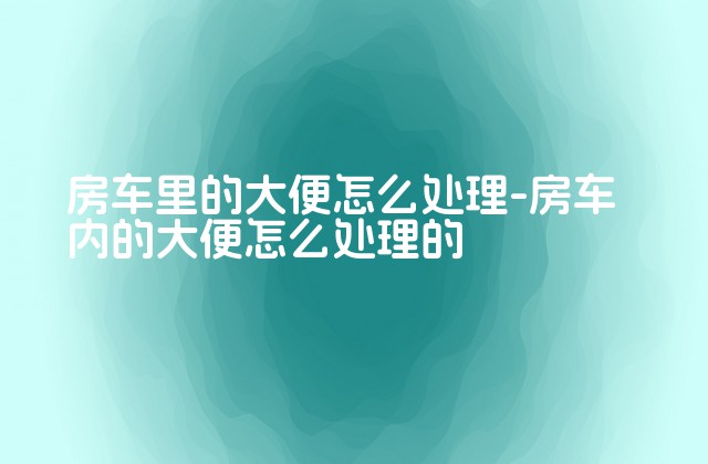 房车里的大便怎么处理-房车内的大便怎么处理的-第1张